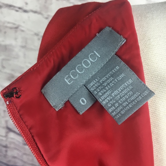 Red Eccoci Career Dress with Black Lace V Plunge - Picture 8 of 8